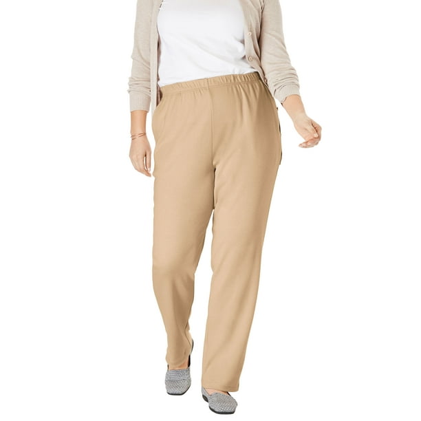 Woman Within Womens Plus Size Tall 7-Day Knit Straight Leg Pant